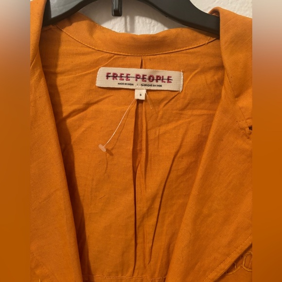 Free People Susanna Cutwork Eyelets Lace Duster Coat Mustard Sz S NWOT - Picture 8 of 8